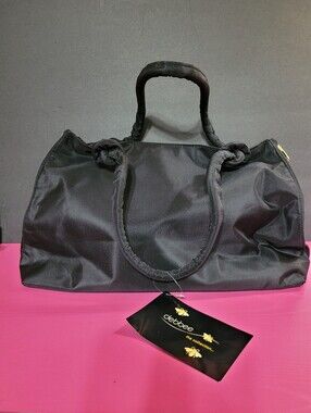 Debbee Black Nylon Organizer Tote With Clear Pockets Inside Pink Lining NWT